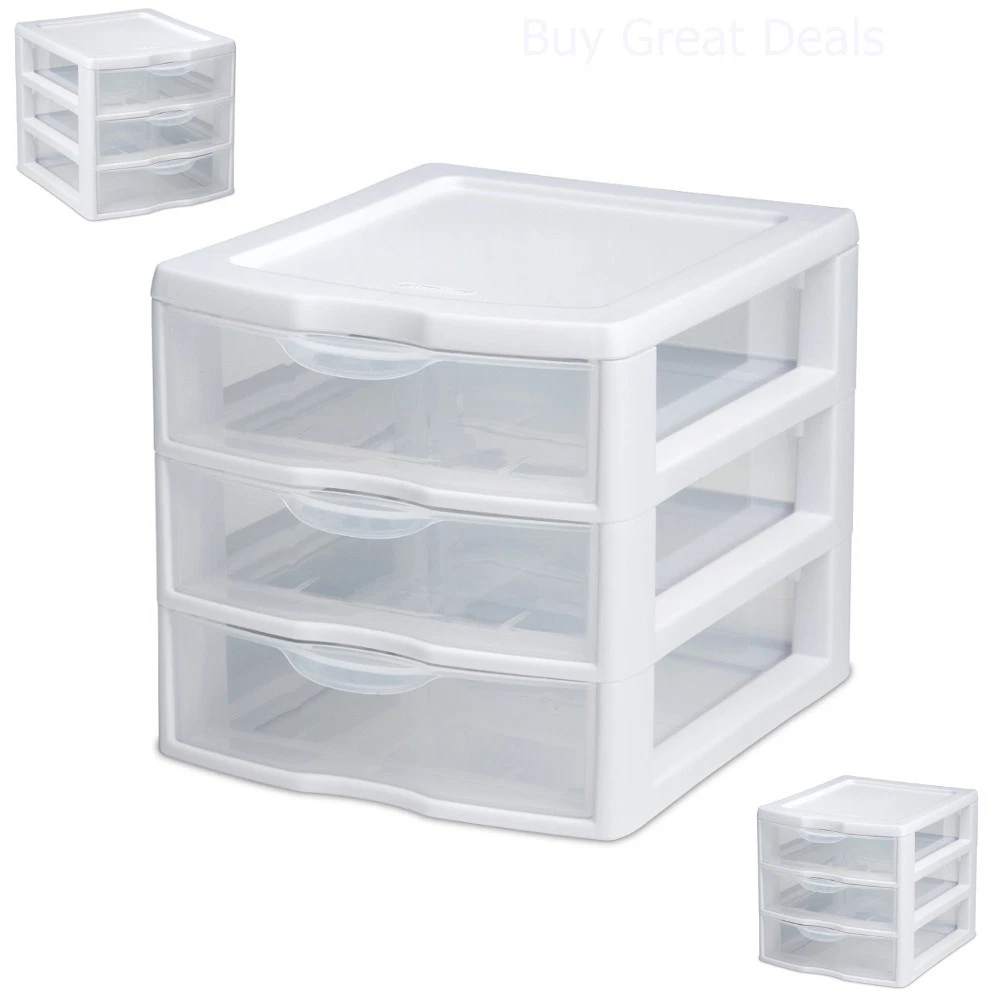 3 Drawer Storage Mini Organizer Unit Clear Plastic Cosmetic Craft Small  Pieces