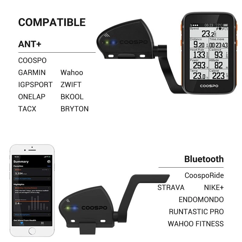 CooSpo Fahrrad Geschwindigkeit und Trittfrequenz Dual Sensor Bluetooth ANT+ - Bild 2 von 4