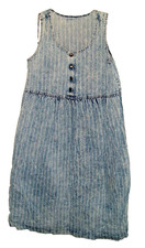 Vintage Jean Dress Jumper Cotton Pin Striped Demin S M Boho Westerncore grunge