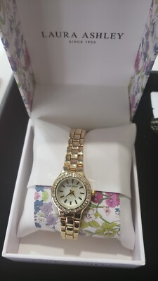 Laura Ashley Mini Link Crystal Bezel Bracelet Watch Comes in a