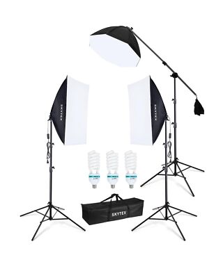 Skytex Softbox Lighting Kit 3Pack, 20x28in Soft Box | 135W 5500K E27 Bulb Con...