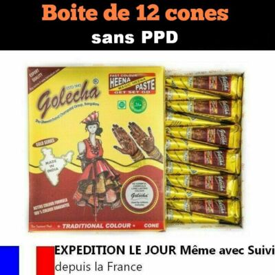 12 Cônes De Henné Golecha Dark Brown - Henné Naturel D'Inde - Neuf En Boîte - Prix Gros
