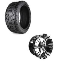 Golf Cart 215/35-12 DOT Guardian Tire mounted on E118 Mach/Black Wheel set of 4