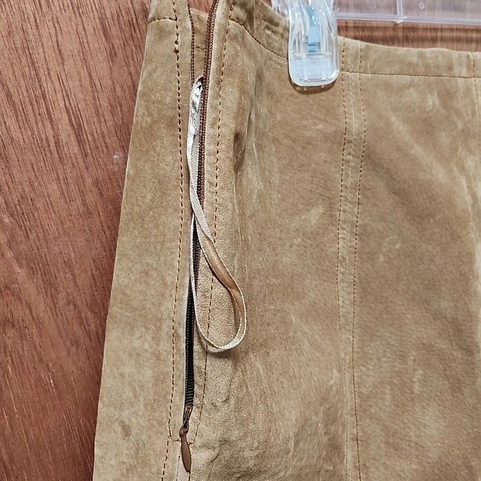 Falda midi forrada tostada con cremallera lateral MONTEREY BAY de cuero para mujer talla 16 Foto 4 de 4