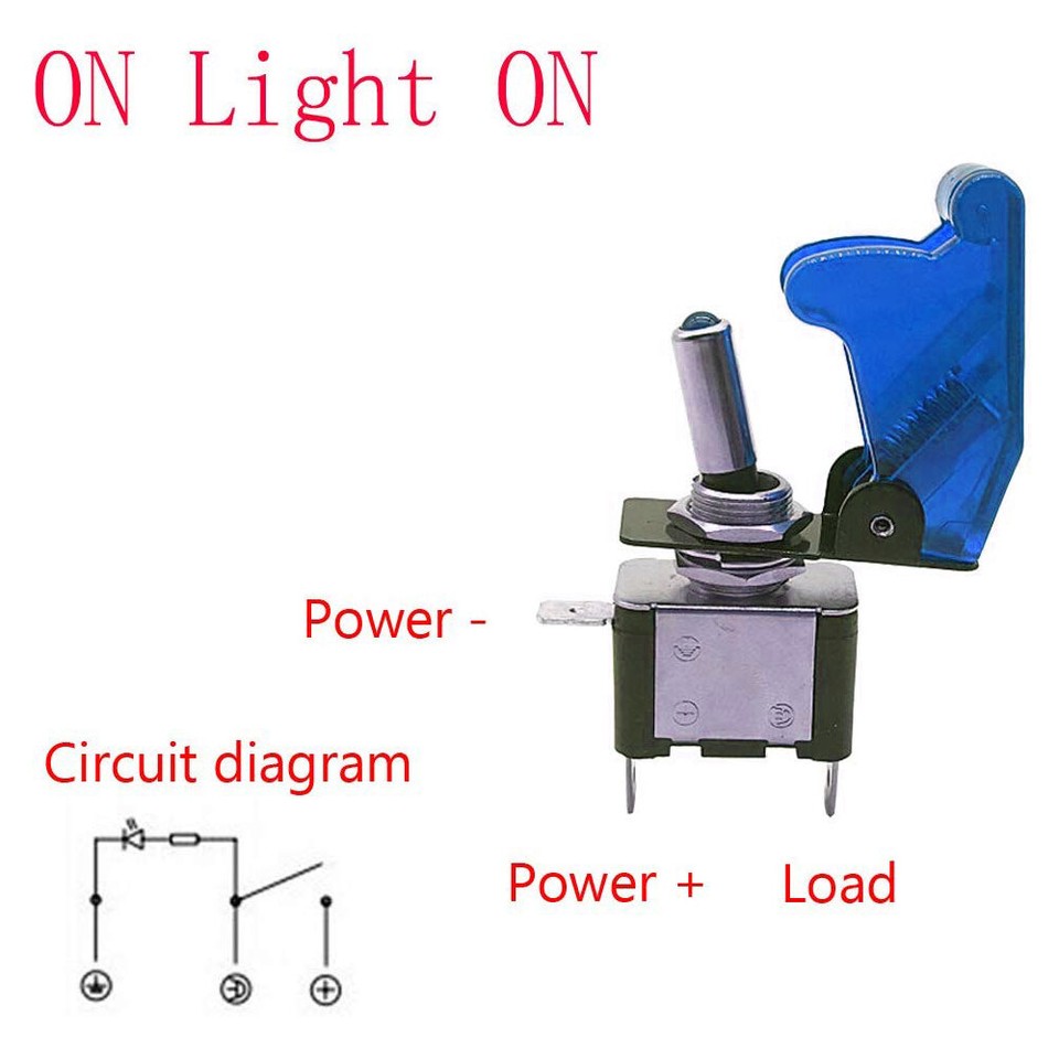 5x Aircraft Style 12V/20A Blue LED Illuminated On/OFF SPST Toggle ...