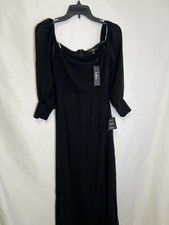Lulus Women’s Feel the Romance Black Off The Shoulder Maxi Dress Size S NWT