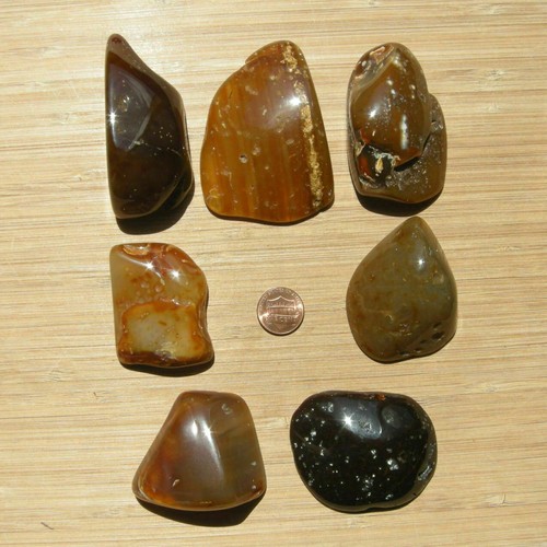7 Achat Kristall Geode Steine poliert Display Scheiben gebändert braune Steine 1 Pfund Posten - Bild 4 von 5