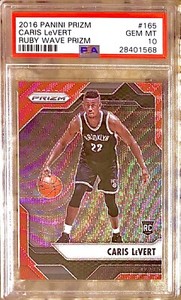 2016 POP 5 CARIS LEVERT ROOKIE REFRACTOR RC RUBY WAVE PRIZM #165 PSA 10 GEM MINT