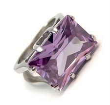 Amethyst color Ring 7.5 carat Solitaire Surgical Steel Select Size 7 8 or 9