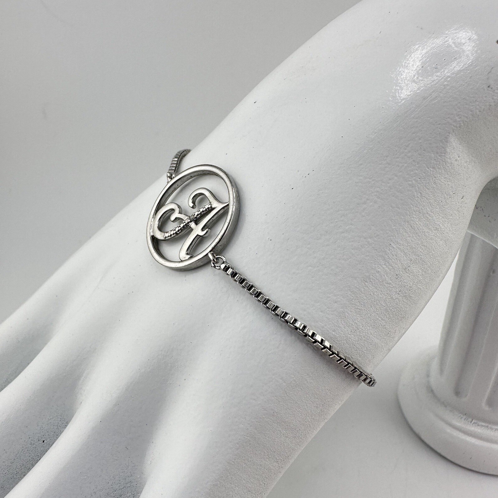 Silver Tone Bolo Drawstring Adjustable Cursive In… - image 2