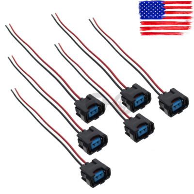 6PCS Fuel Injector Connector Pigtail Plug  For Honda Odyssey Pilot HONF-6