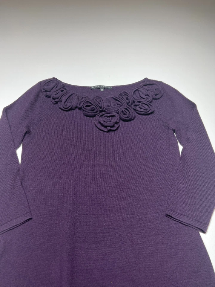 Vestido Antonio Melani Mujer Talla XS Púrpura Tejido Rosa Recortado Suéter Lana Merino Foto 3 de 4