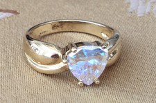 Colorful Sparkling CZ Gold Vermeil on 925 Sterling Silver Size 10 Cocktail Ring