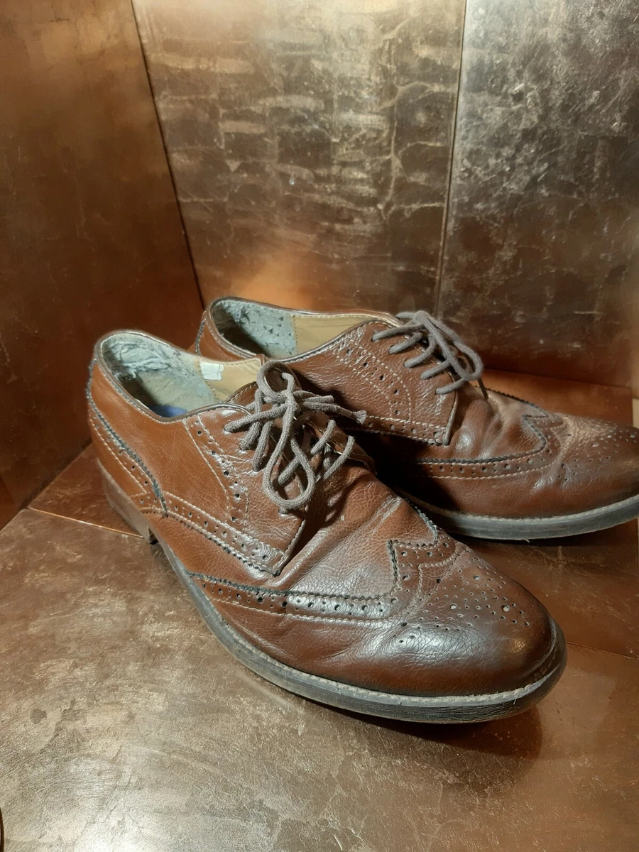 Men s Burton Brown Leather Formal Shoes Size 7.5 UK Steel Heel