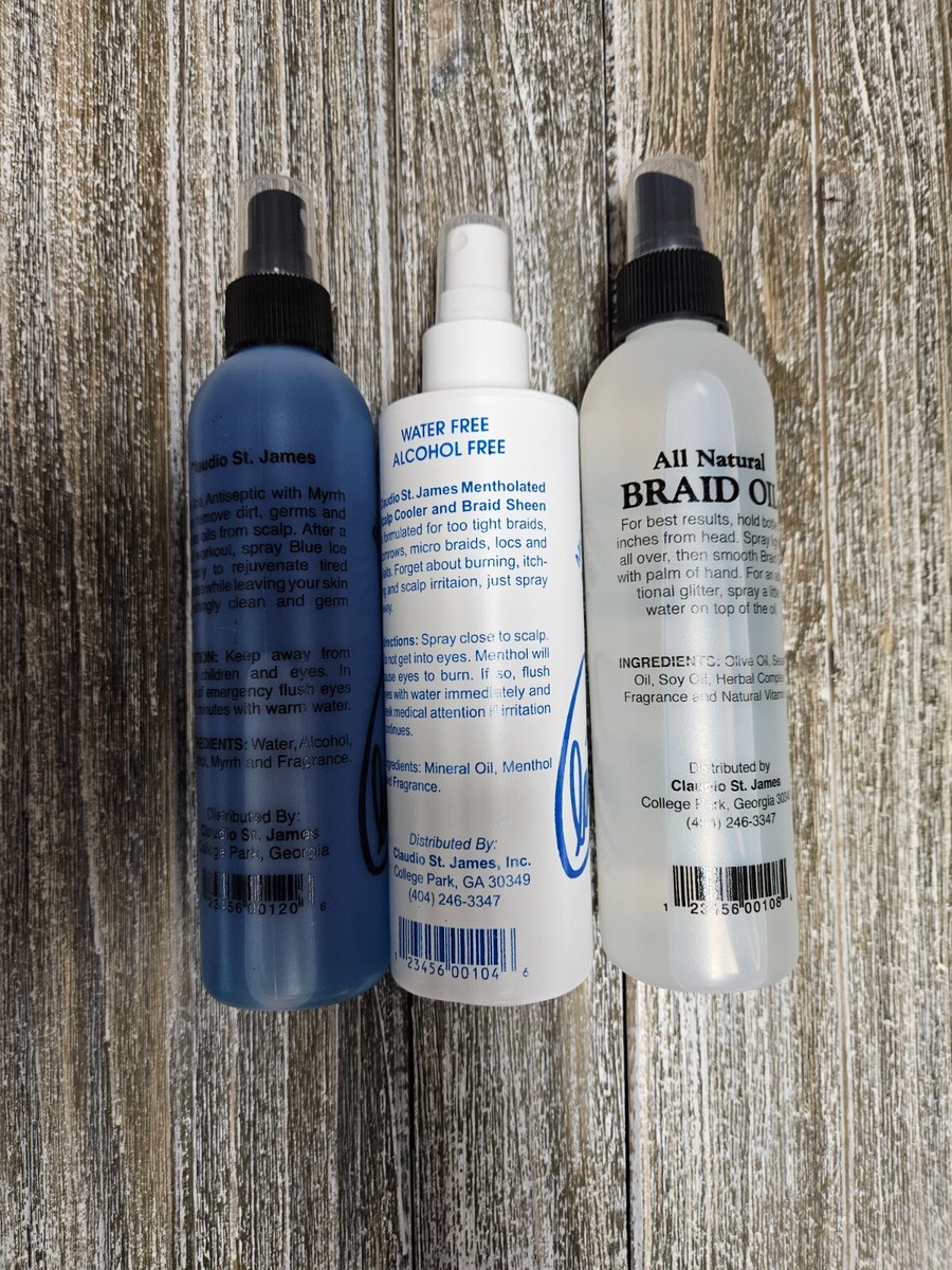 Claudio St James Braid Oil 8 oz+Blue Ice Antiseptic Spray 8 oz+