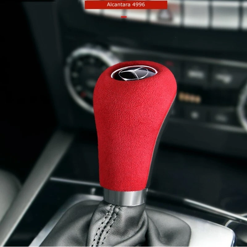 Rojo para Mercedes Benz A C E G Coche Perilla Cambio Panel Cubiertas Alcántara Gamuza Foto 2 de 4