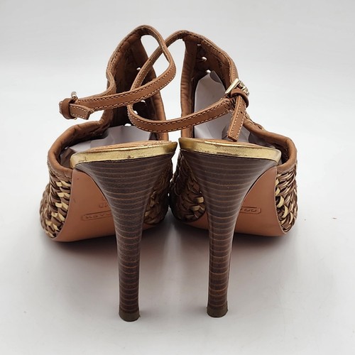Coach Leela Womens Tan Leather Open toe Slingbacks Sandals Heels SZ 10 M READ - Picture 8 of 15