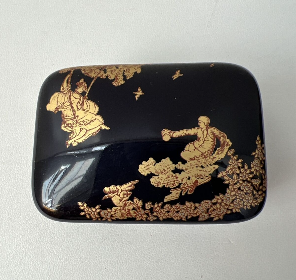 Vintage Limoges Castel France 22K Gold & Black Courting Couple