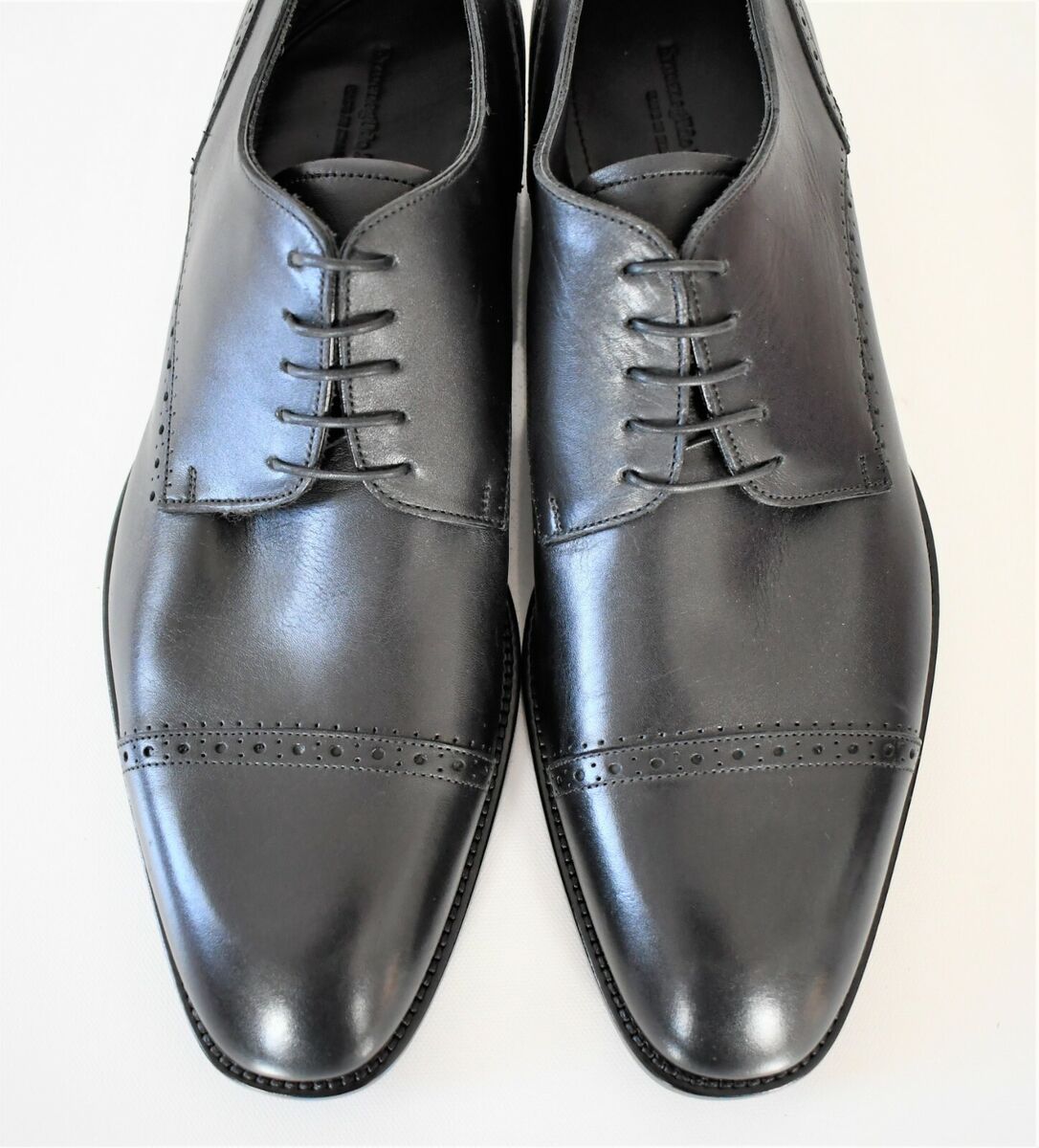 New ERMENEGILDO ZEGNA Black Leather CAP TOE DERBY Oxford New ERMENEGILDO ZEGNA Black Leather CAP TOE DERBY Oxford