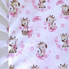 Baby Girl Cot & Cot Bed Fitted Sheets 100% COTTON  , Pink, Giraffe , Safari