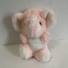 Vintage Russ Baby Elephant Rattle Plush Korea 6  Pink Stuffed Animal