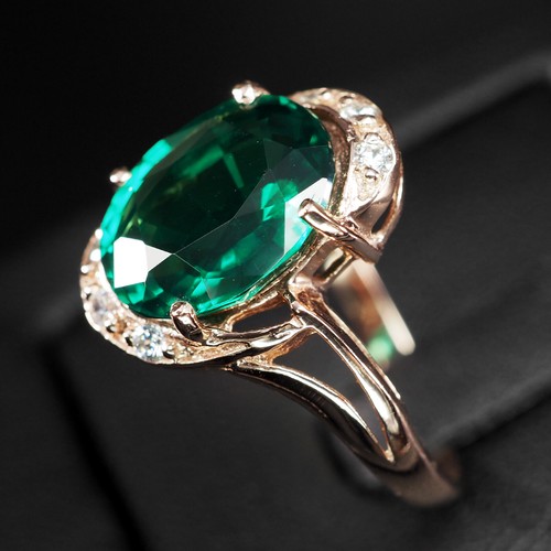 Chrome Green Tsavorite Garnet 3.50Ct 925 Sterling Silver Rose Gold Plated Rings - Picture 4 of 9