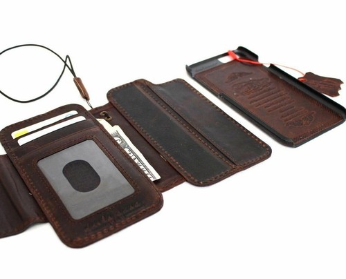 Echt Leder Tasche für Apple iPhone 8 Book Wallet Magnet Abnehmbar Cover Braun - Bild 3 von 11