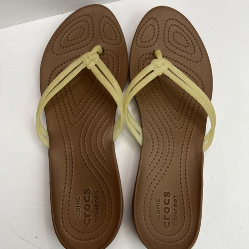 Crocs Comfort Thong Tan Brown Flip Flops Sandals Women's Sz 8 - Picture 7 of 8
