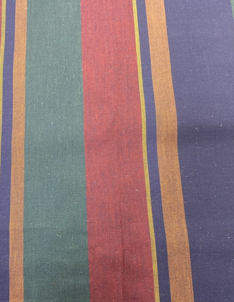 Vintage Cotton Fabric Stripe Navy Hunter Burgundy Chambray Remnant B1 - Image 2 of 4