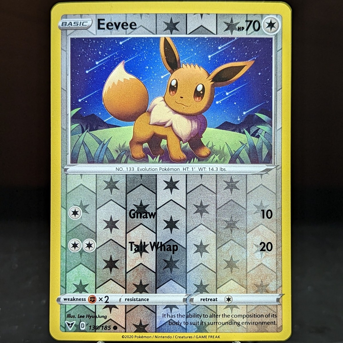 Eevee 130/185 LP/NM Reverse Holo Vivid Voltage Pokemon Card cute