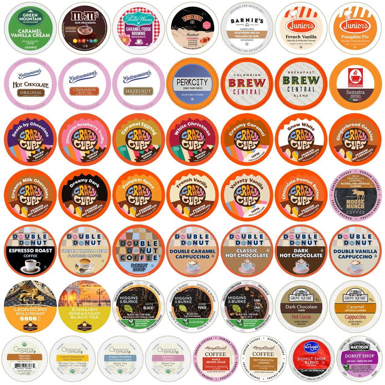 Variety Pack of Coffee, Tea, and Hot Chocolate - Great Sampl