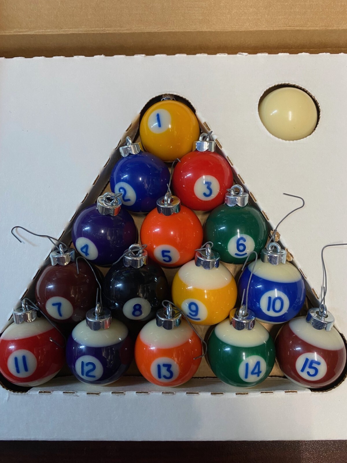 Ceramic Pool Ball Billiard Ornaments Set 16 Christmas Tree Authentic