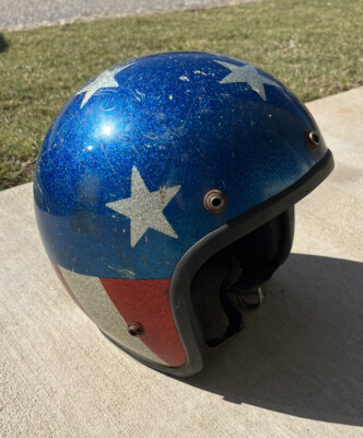 Vtg Stars & Stripes Captain America Motorcycle Metal Flake Helmet Sz S  Knievel | eBay