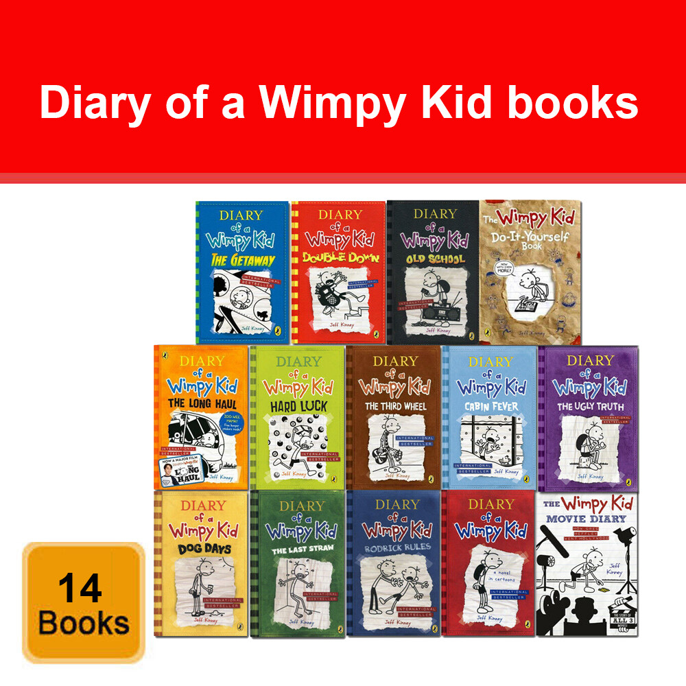 Diary of a Wimpy Kid 14 Books Set by Jeff Kinney do-it-yourself, Movie Diary NEW