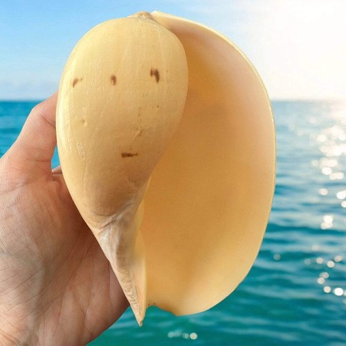 Large Conch Seashell Rare Orange Round Big Coastal Ocean Decorative Sea Shell