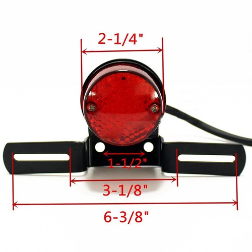 1X Motorcycle Black License Plate Mount Holder Tail Light Red Brake Light - Picture 8 of 9