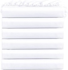 FreshCulture Twin Fitted Sheets, Bulk Pack of 6, Deep Pocket, Twin, White