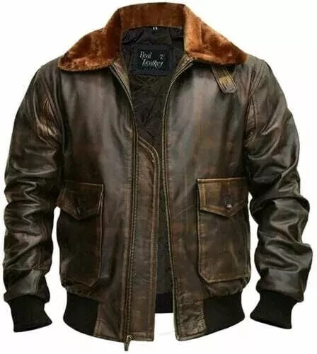 G-1 Force Aviator Flight A-2 Jacket Distressed Brown Bomber