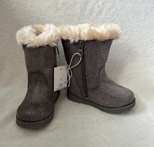 Cat  Jack Toddler Girls Winter Boots Sz 6 Karley Faux Fur Shimmer Gray