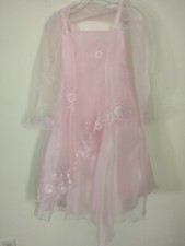 Girl's Pink Dress Special Occasion Flower Girl Matching Scarf Father-Daughter 8