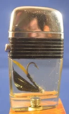 Vintage 1961  Scripto VU Lighter Fishing Fly Insert.  Cap a bit loose  L42 USA