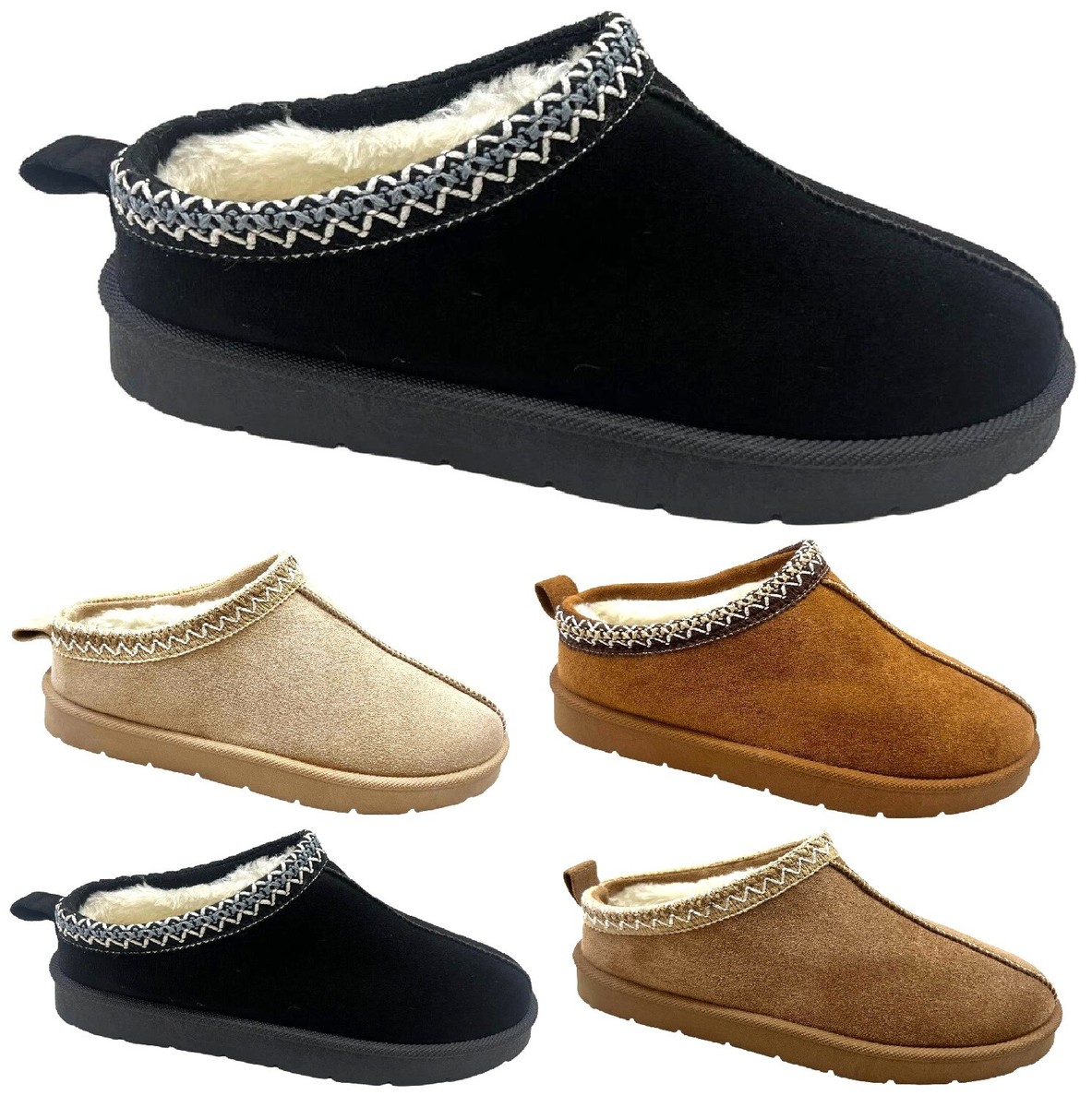 WOMENS WARM FAUX FUR LINED IN OUT DOOR LADIES SLIP ON SNUGG SLIPPERS SHOES  BOOTS