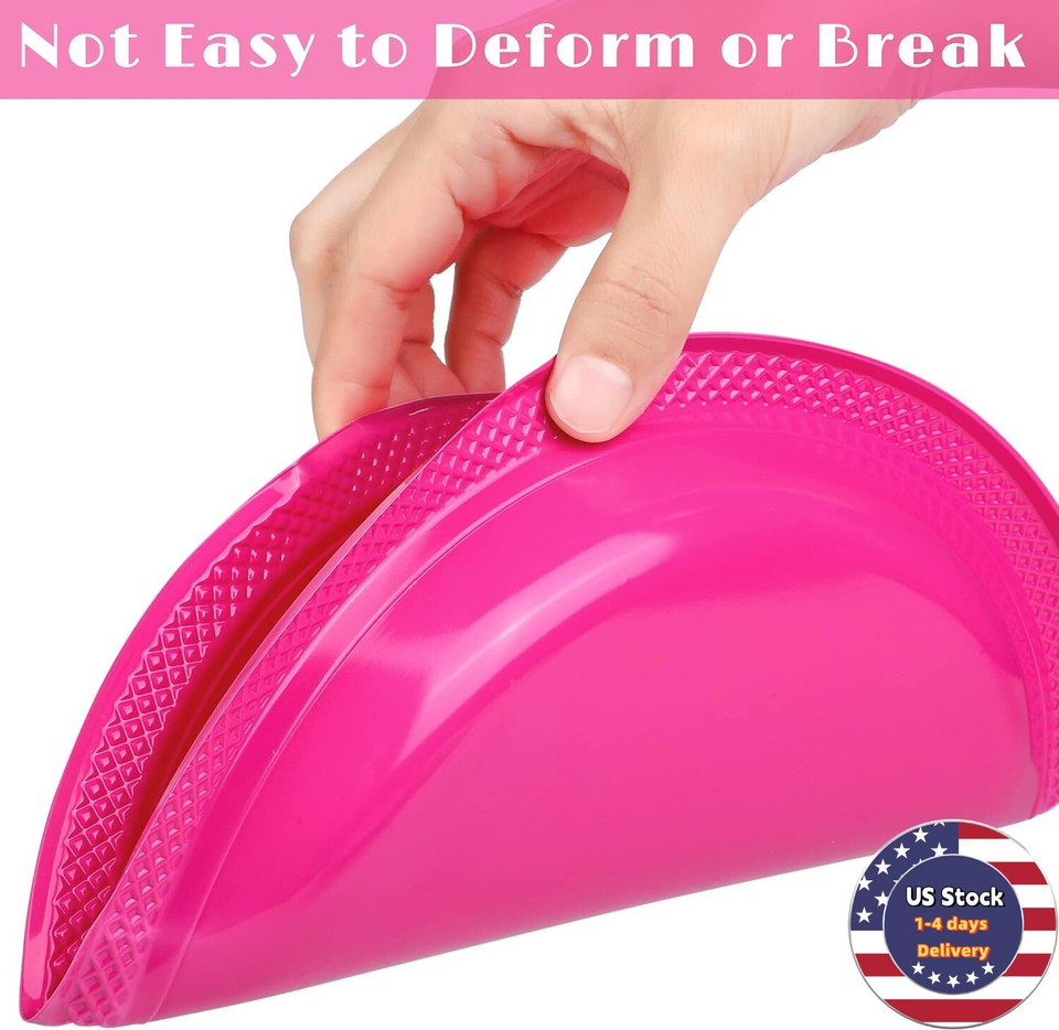 125 Pieces Disposable Hot Pink Plastic Plates 9 Inch Round Dessert