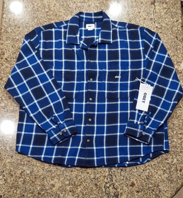 Obey Mens Shirt Size XLARGE. Bigmg Plaid Woven.Surf Blue.Brand New With Tags 