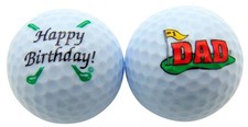 Westmon Works Happy Birthday Dad Golf Ball Set of 2 Golfer Gift Pack white