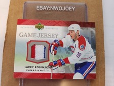 LARRY ROBINSON 2007-08 UD SERIES 1 #J-LR UD GAME JERSEY 3-COLOR CANADIENS HABS