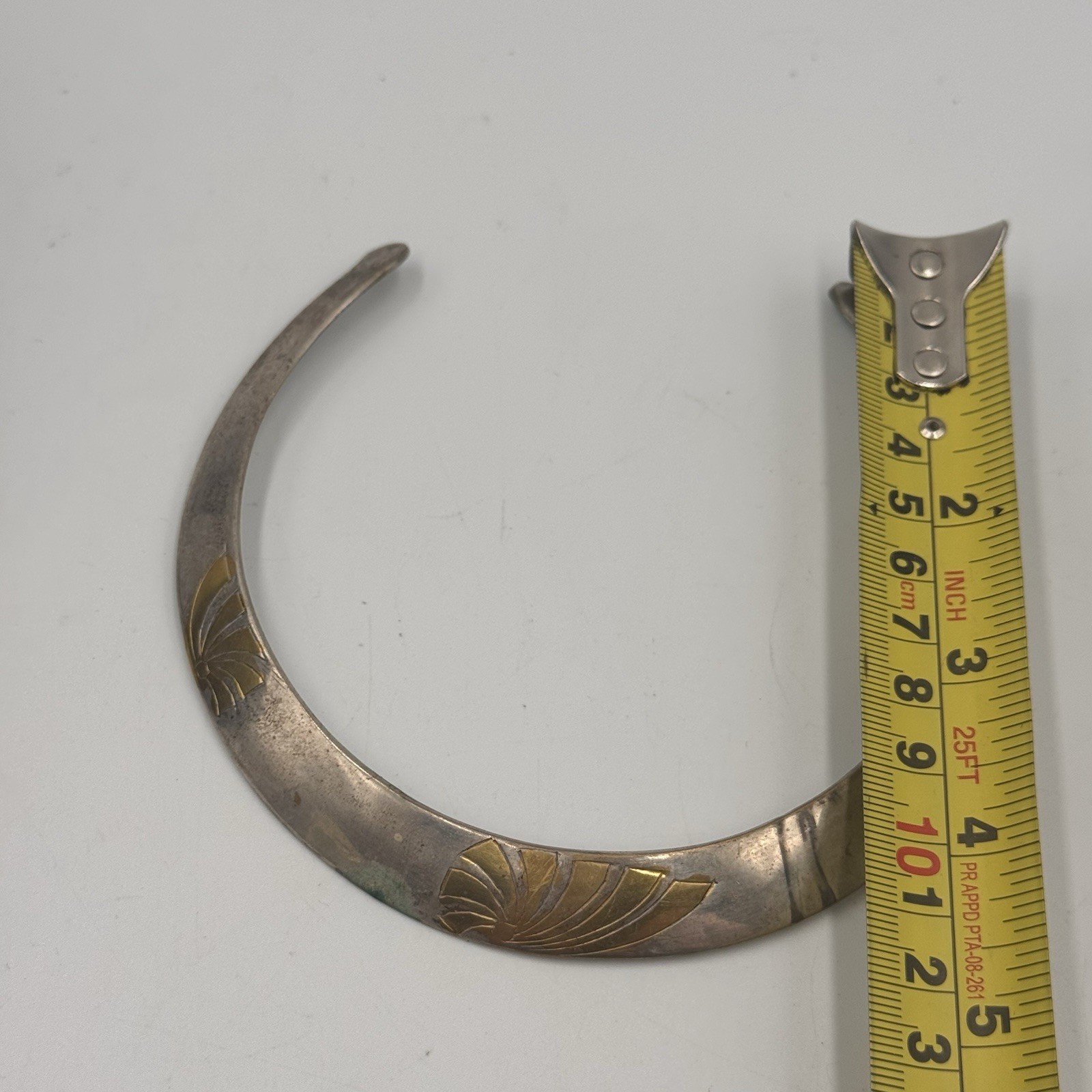 SOLID BRASS Etched Abstract Design Collar Choker … - image 12