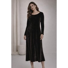 RUSS BERENS Velvet Midi Dress Gothic Whimsigoth Romantic Chocolate Brown Sz S