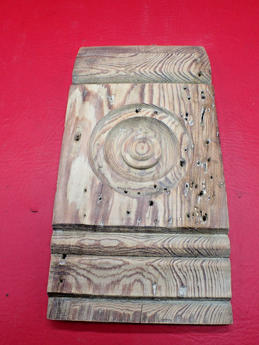 Antique Bullseye Plinth Wood Block Reclaimed Salvage 5 1/4" X 10" 3/4"