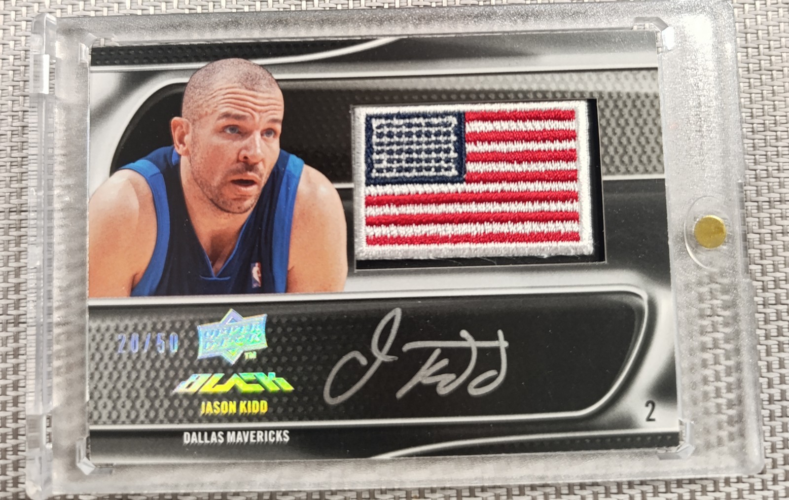 2008-09 UD UPPER DECK BLACK FLAG PATCH AUTO SILVER USA JASON KIDD /50